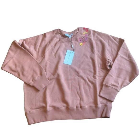 Revolve Something Navy Embroidered Camel Crew Neck Sweater Sweatshirt Size M - Picture 3 of 8